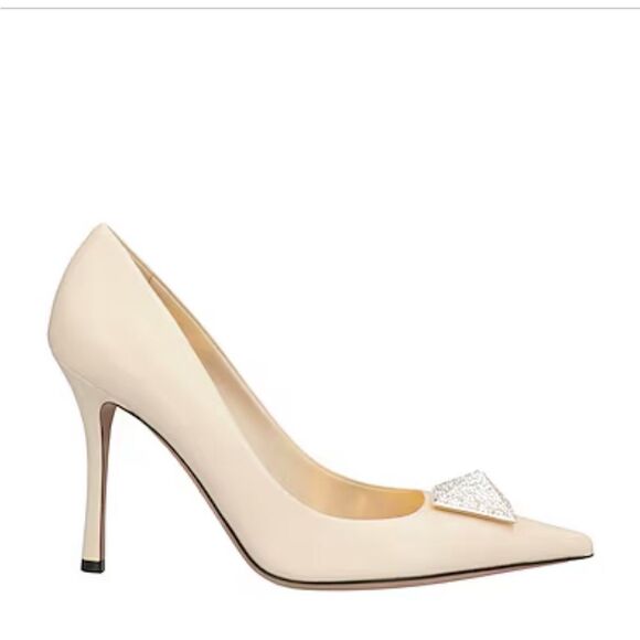Valentino One Stud 100 Patent rhinestones, Pump, cream size 37.5/7 $1400 - Picture 4 of 14